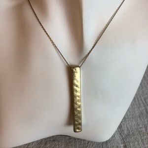 Gold tone modern bar Necklace 31-34”#195